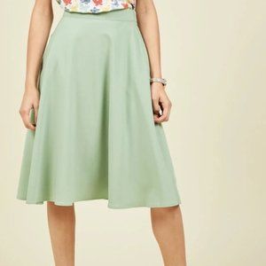 Modcloth Sage Green Just This Sway A-Line Skirt